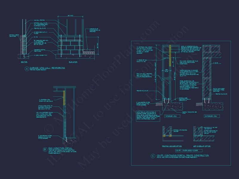 Craftsman house Floor Plan with CAD Designs and Blueprint