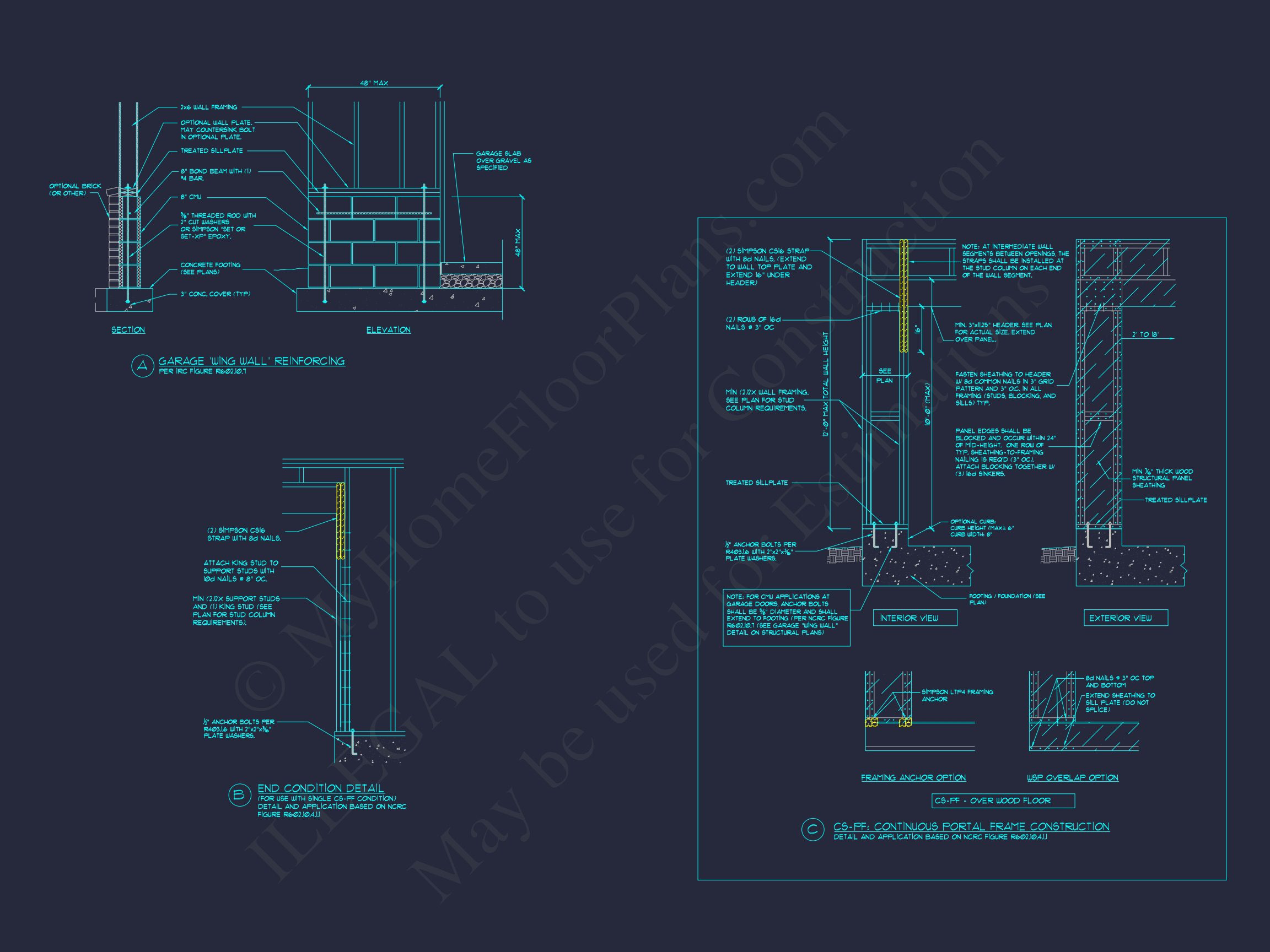 Craftsman house Floor Plan with CAD Designs and Blueprint