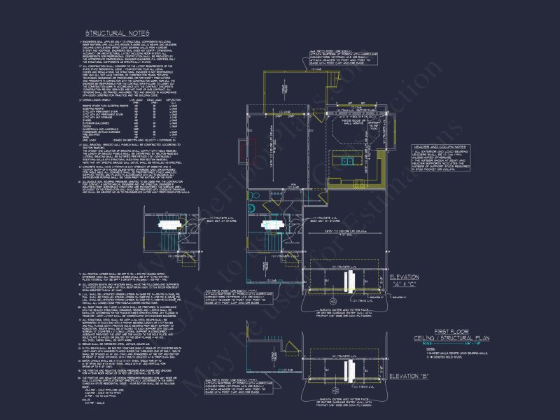 Craftsman house Floor Plan with CAD Designs and Blueprint