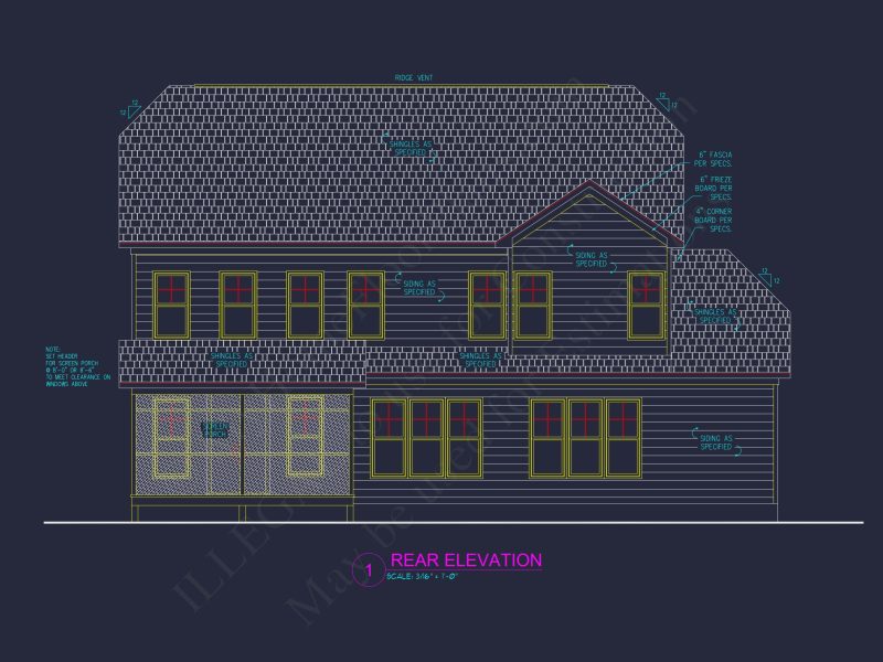 Craftsman house Floor Plan with CAD Designs and Blueprint