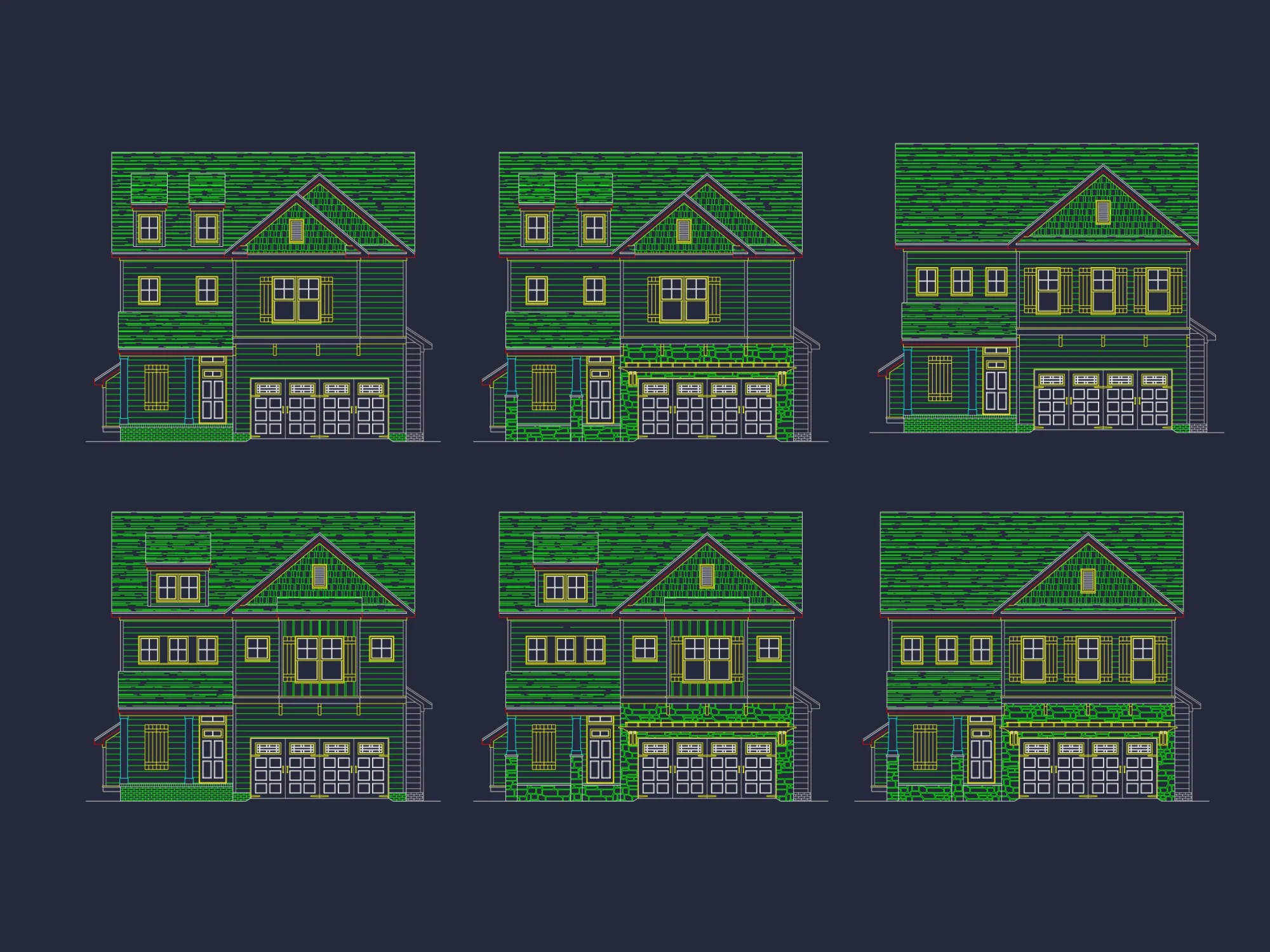 Craftsman house Floor Plan with CAD Designs and Blueprint