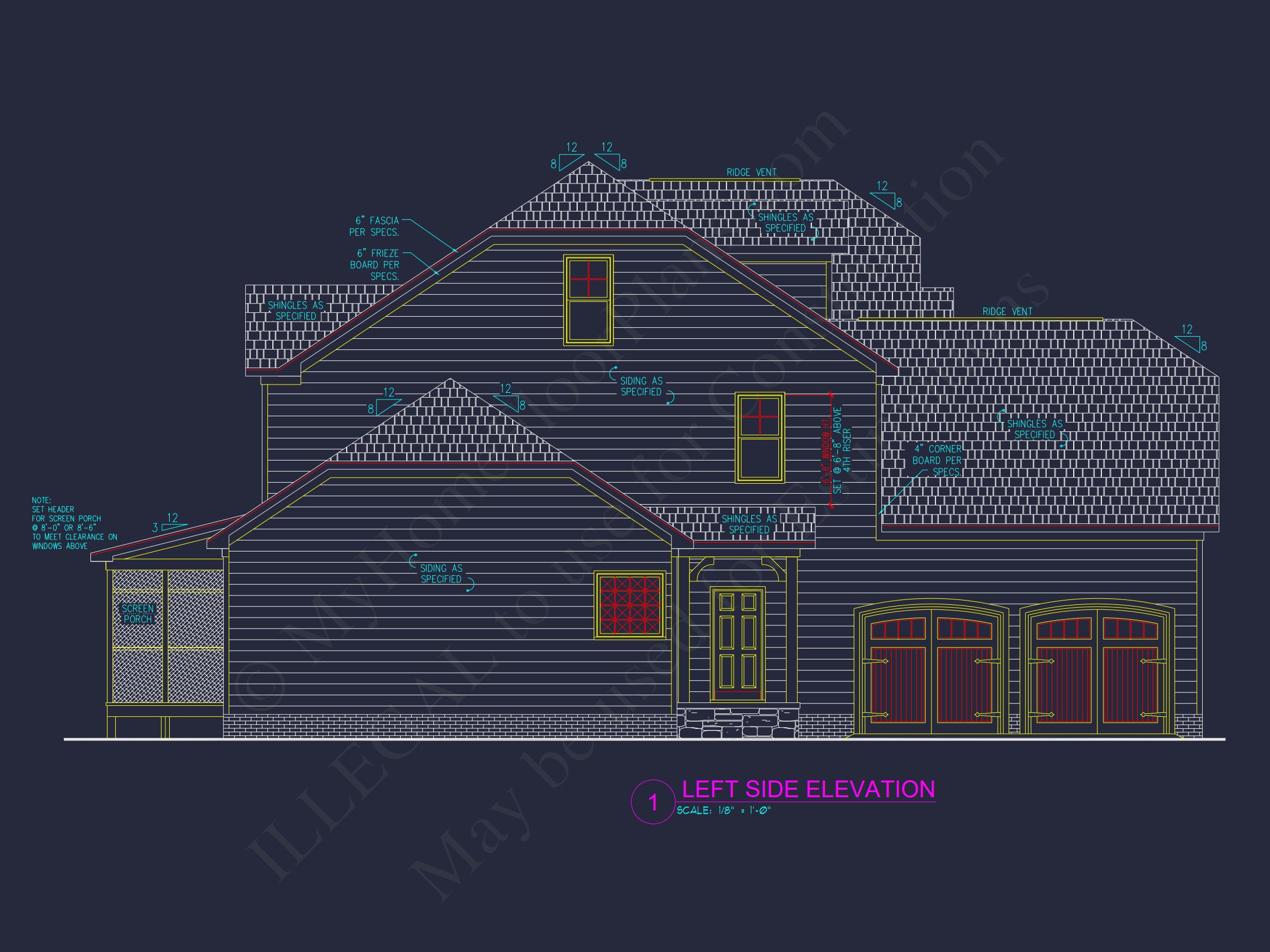 Craftsman house Floor Plan with CAD Designs and Blueprint
