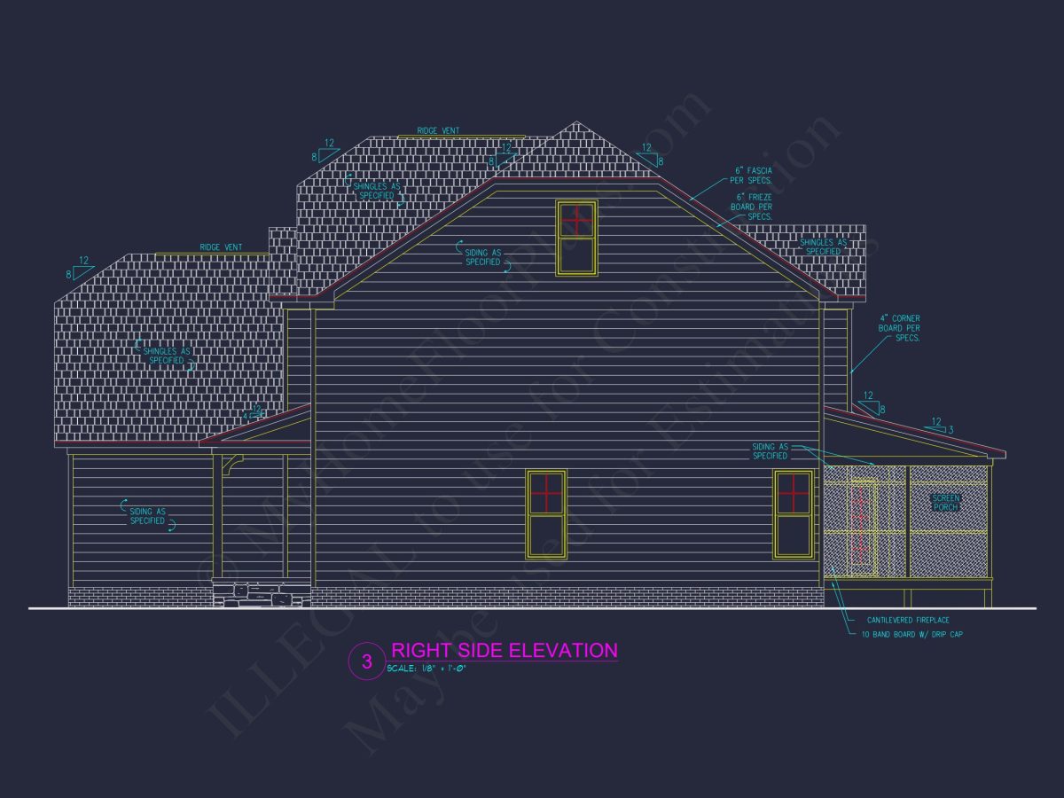 Craftsman house Floor Plan with CAD Designs and Blueprint