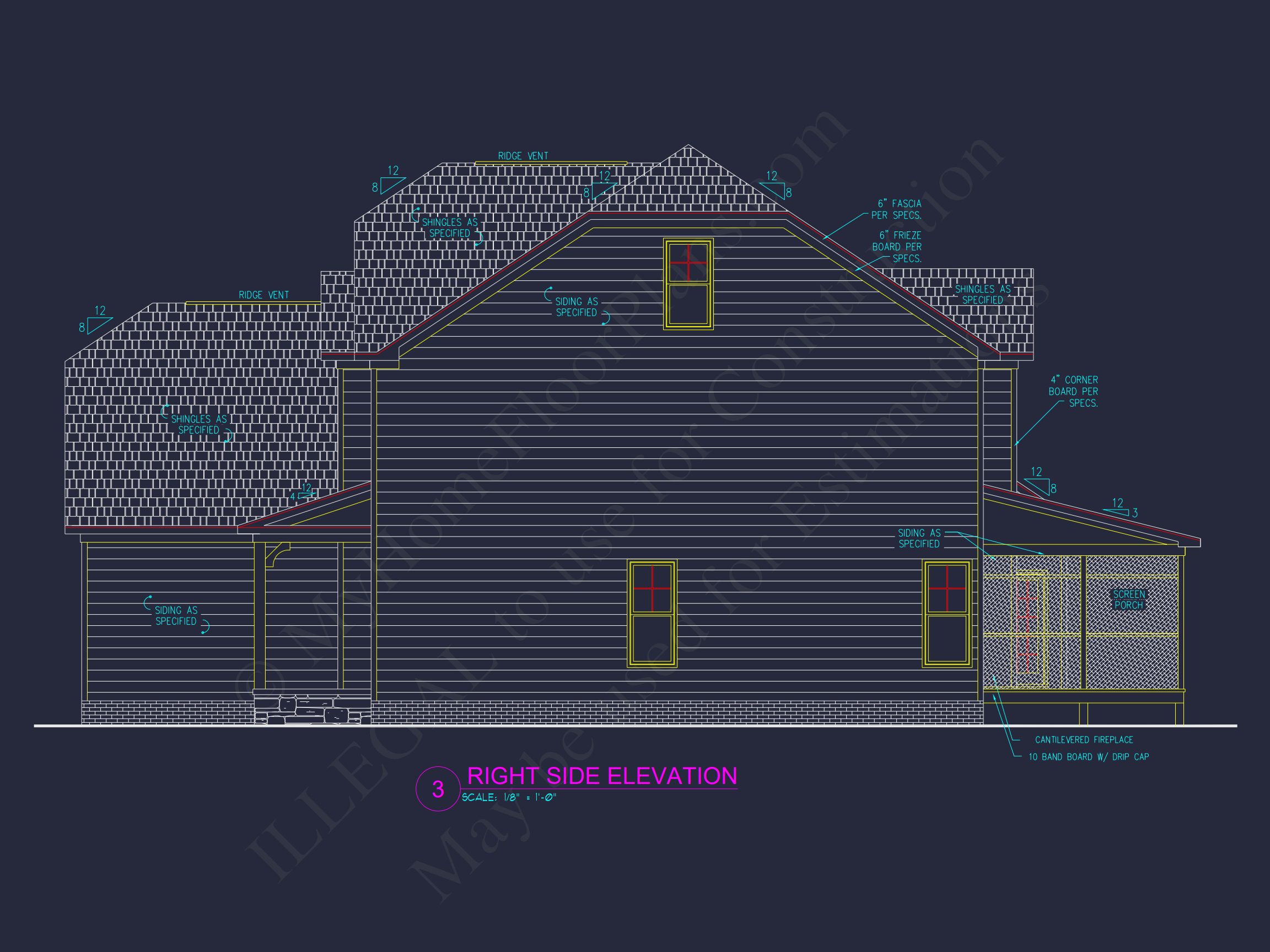 Craftsman house Floor Plan with CAD Designs and Blueprint