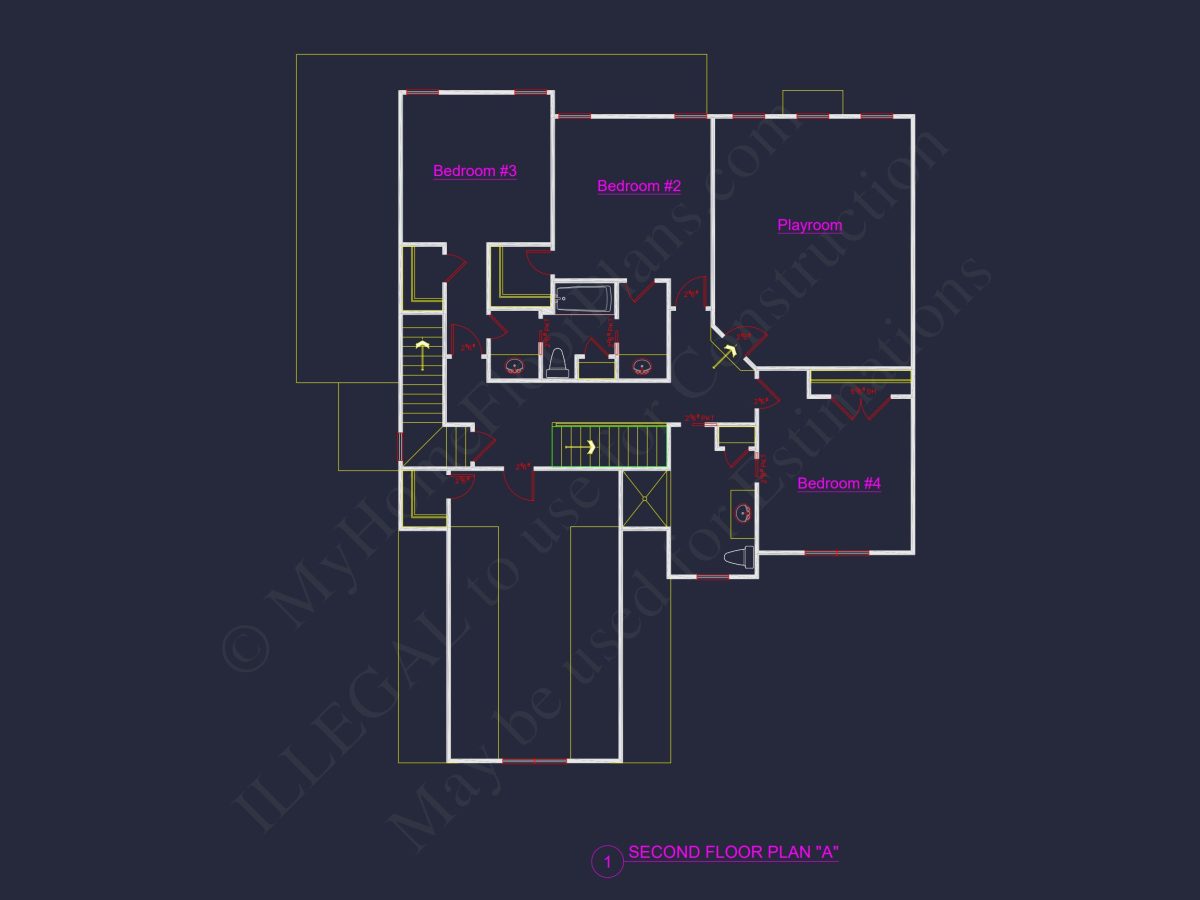 Craftsman house Floor Plan with CAD Designs and Blueprint