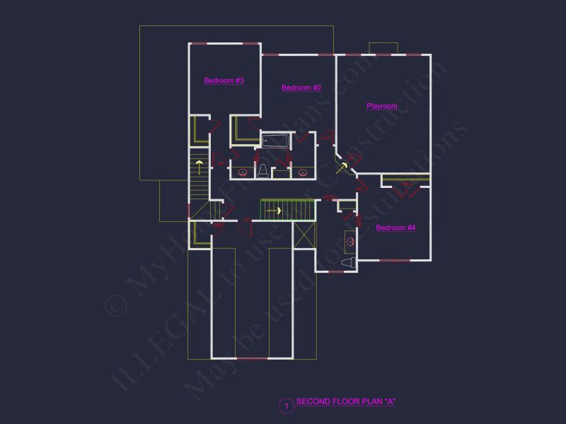 Craftsman house Floor Plan with CAD Designs and Blueprint