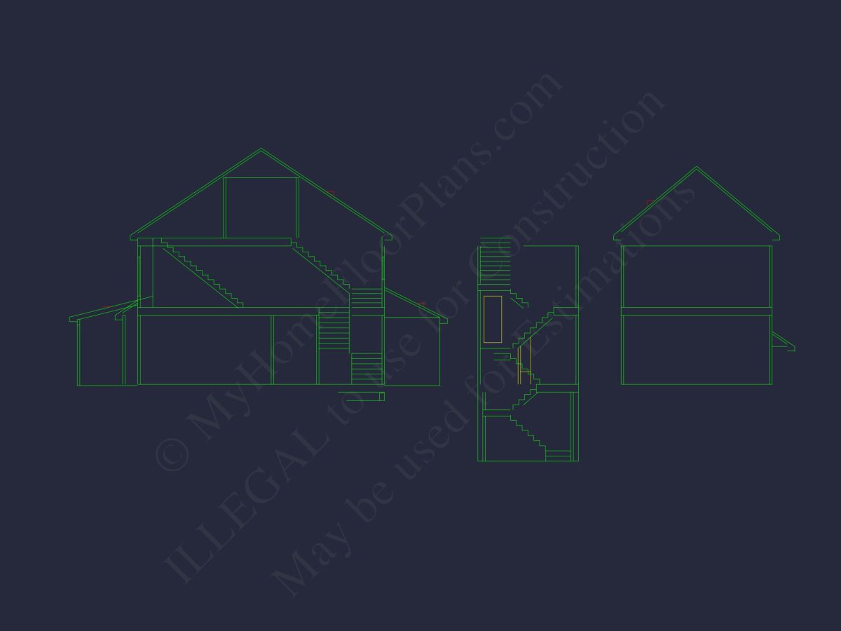 Craftsman house Floor Plan with CAD Designs and Blueprint