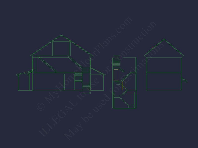 Craftsman house Floor Plan with CAD Designs and Blueprint