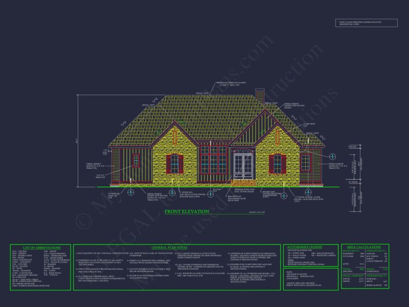 Craftsman house Floor Plan with Open Design & CAD Blueprint