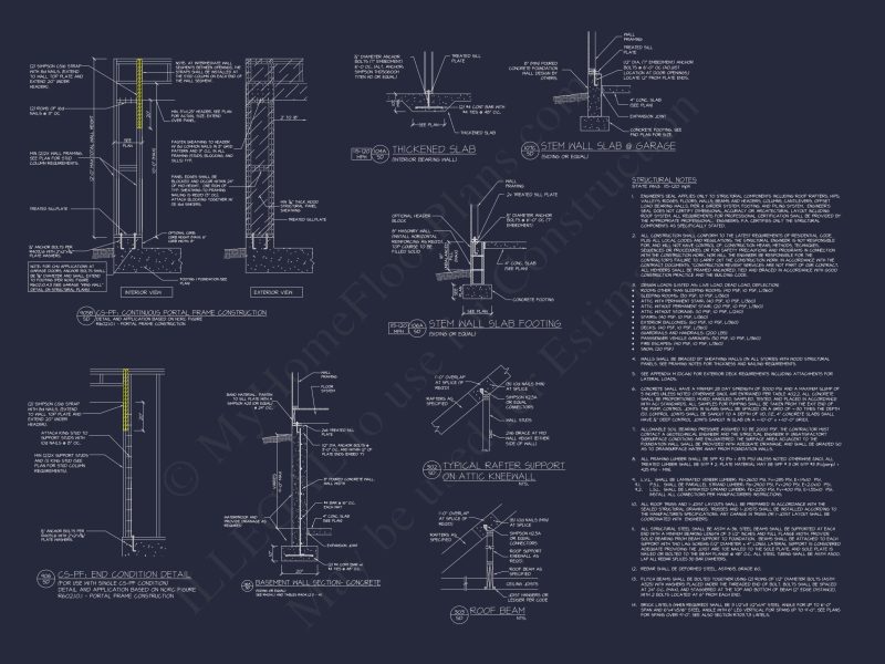 Craftsman house Floor Plan with Open Design & CAD Blueprint