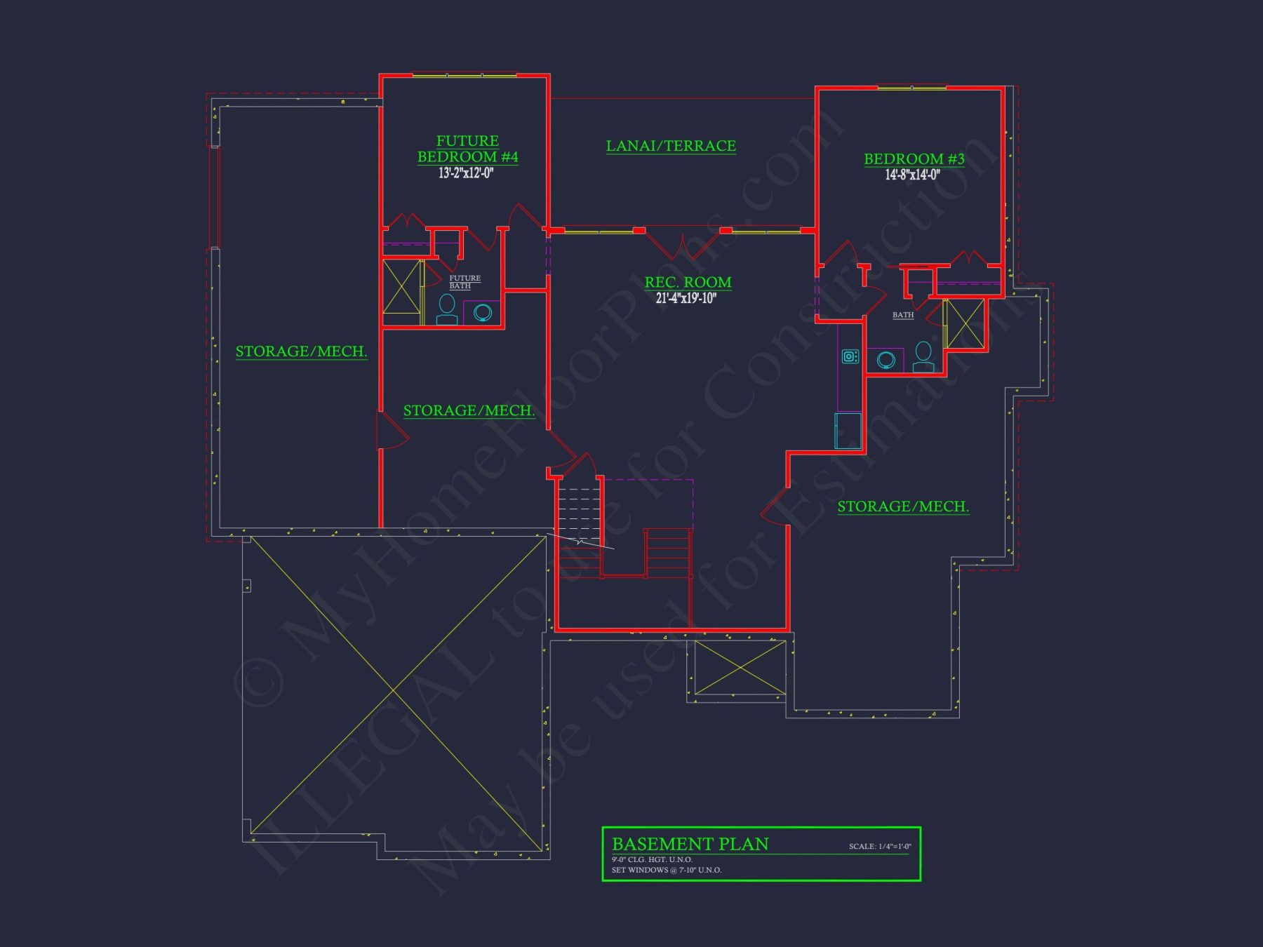 Craftsman house Floor Plan with Open Design & CAD Blueprint