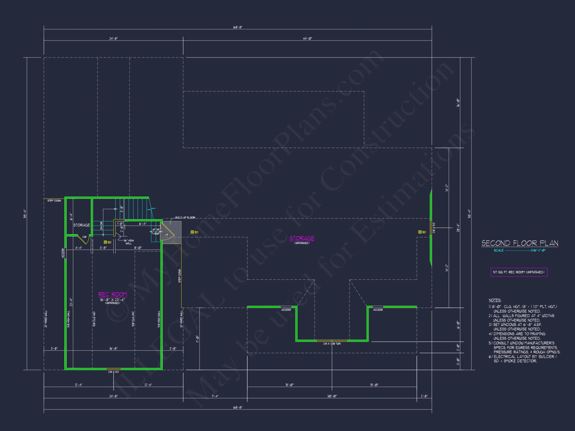 Craftsman house Plan: 3 Beds, 2 Baths, CAD Blueprint Designs