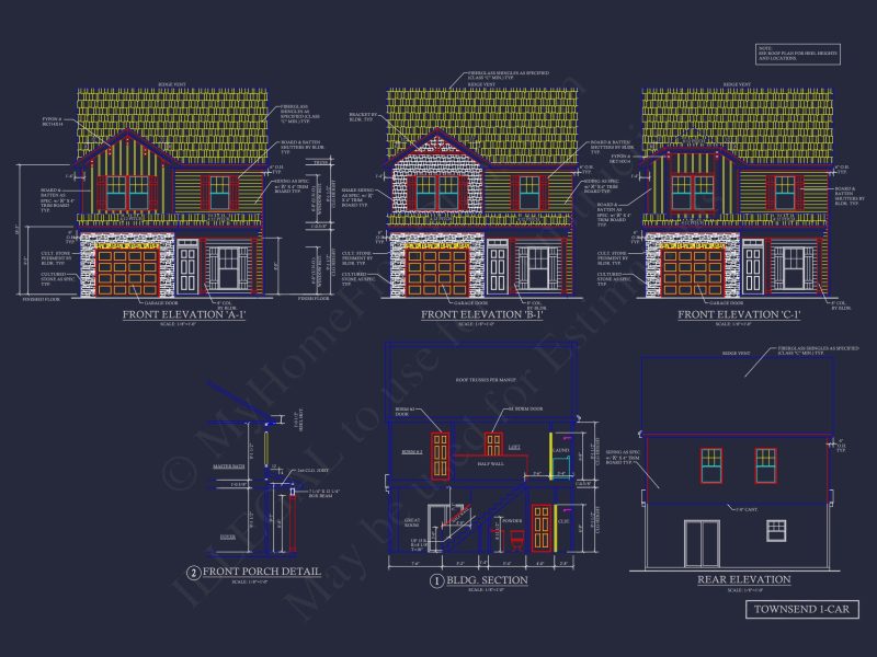 Craftsman house Plan & Blueprint Designs - 2 Bed, 2 Bath, 1368 Sq Ft