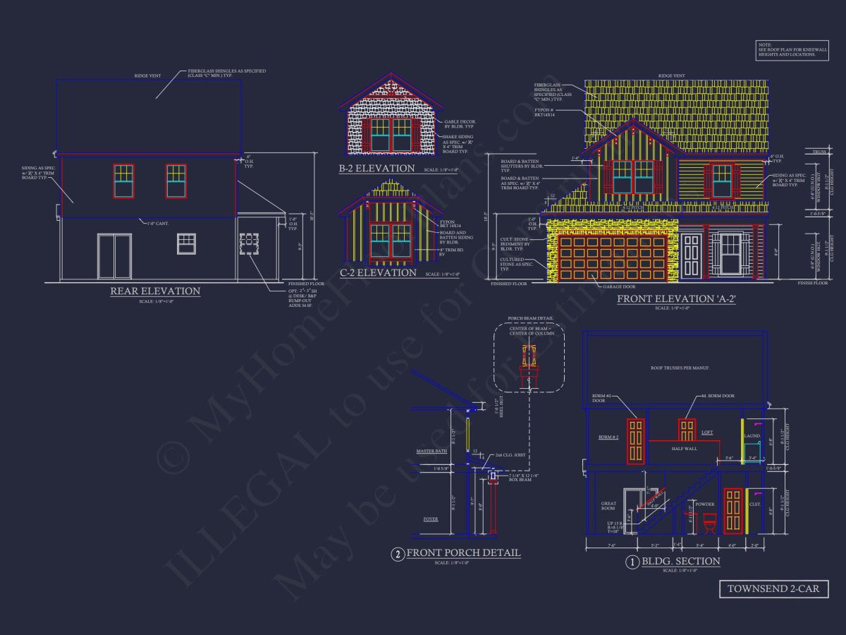 Craftsman house Plan & Blueprint Designs - 2 Bed, 2 Bath, 1368 Sq Ft