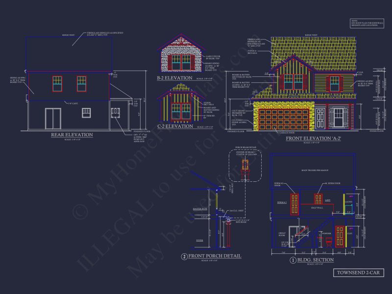 Craftsman house Plan & Blueprint Designs - 2 Bed, 2 Bath, 1368 Sq Ft