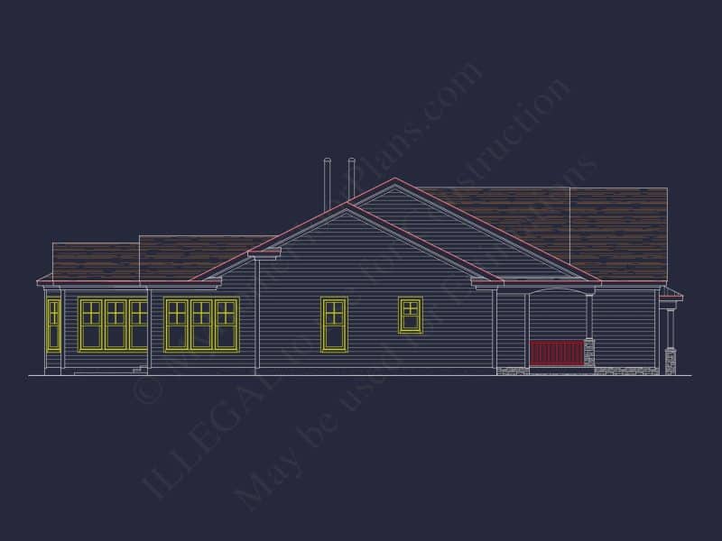 Craftsman house Plan: Detailed CAD Blueprint and Floor Design
