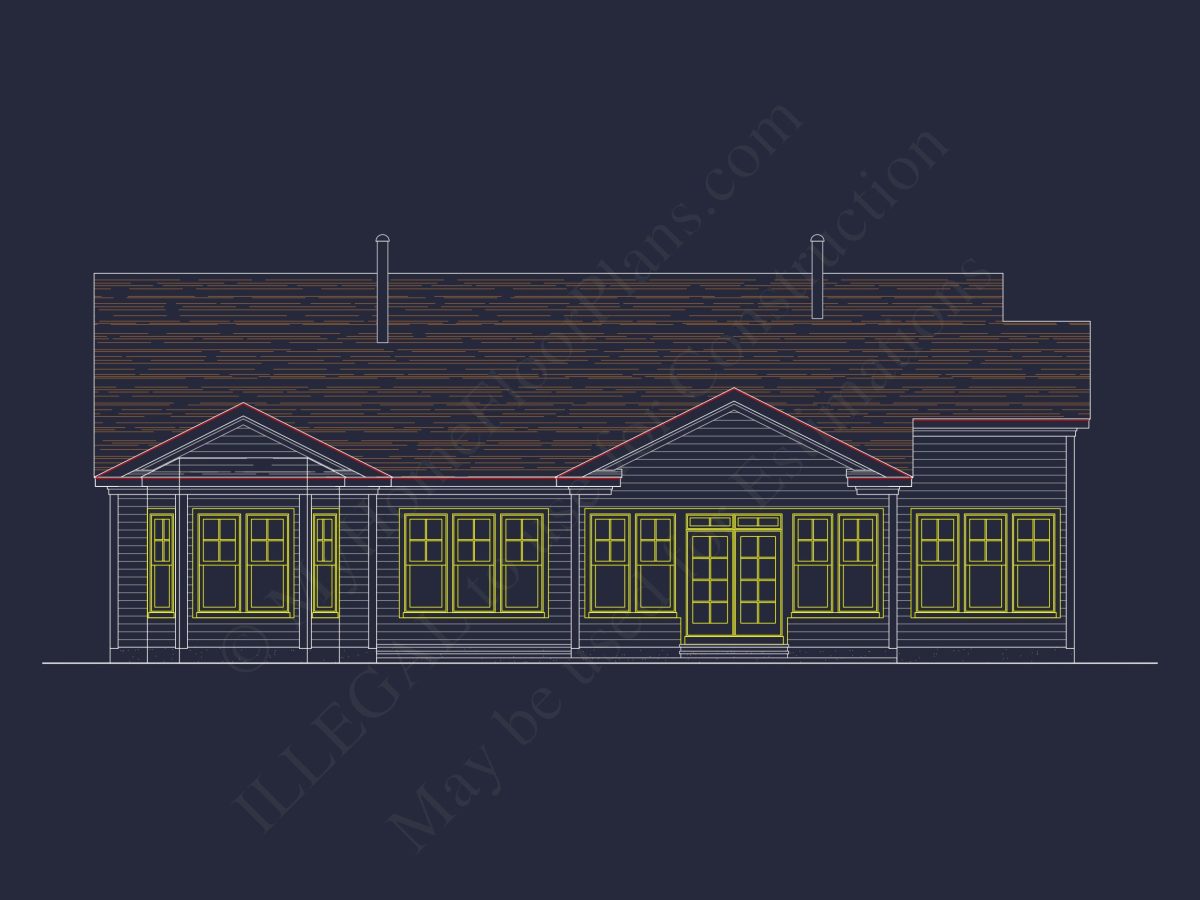 Craftsman house Plan: Detailed CAD Blueprint and Floor Design