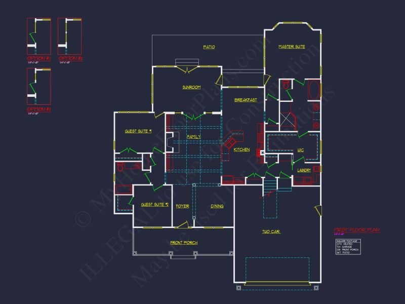 Craftsman house Plan: Detailed CAD Blueprint and Floor Design