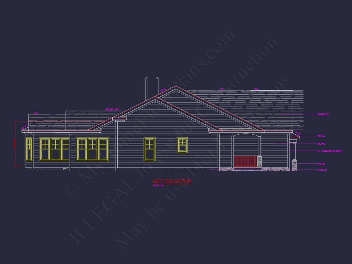 Craftsman house Plan: Detailed CAD Blueprint and Floor Design