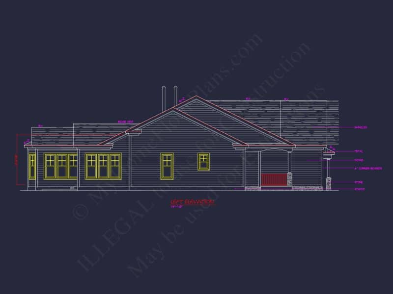 Craftsman house Plan: Detailed CAD Blueprint and Floor Design