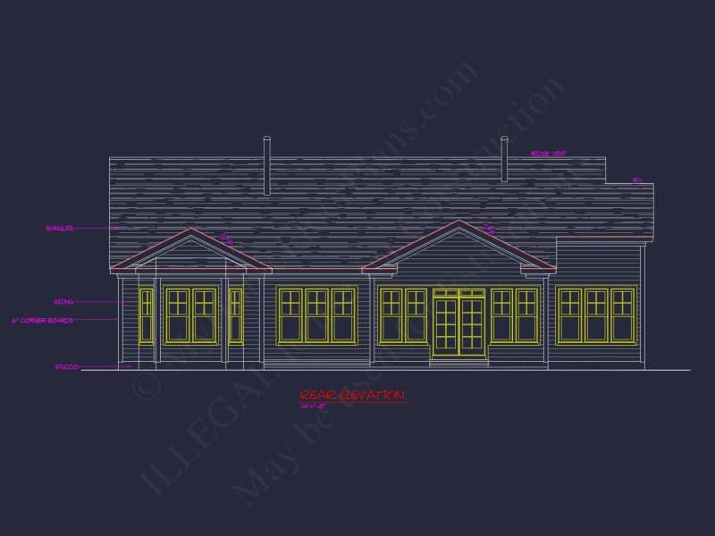 Craftsman house Plan: Detailed CAD Blueprint and Floor Design