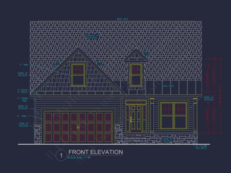 Craftsman house Plan: Floor Plan Blueprint CAD Designs