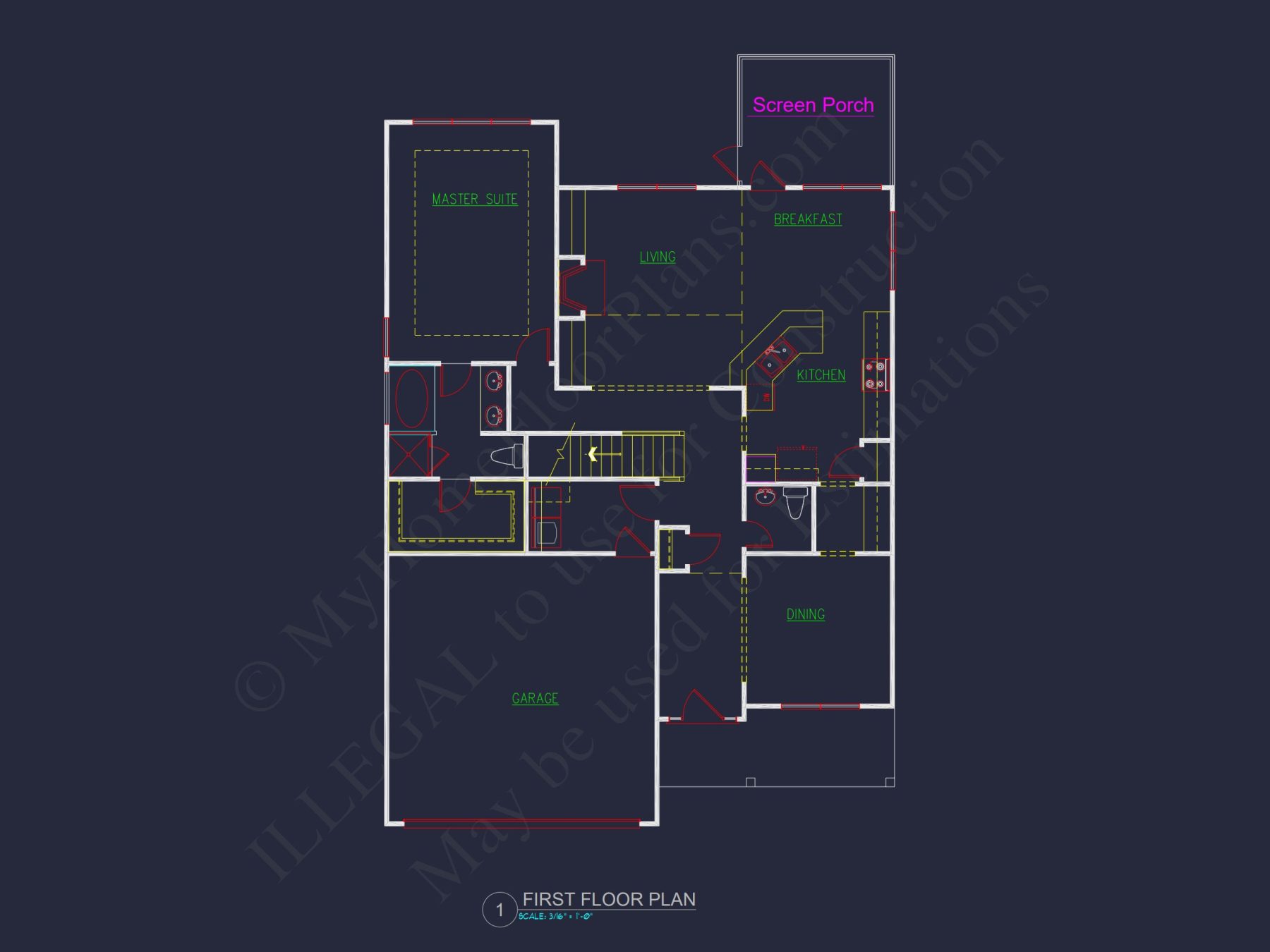 Craftsman house Plan: Floor Plan Blueprint CAD Designs