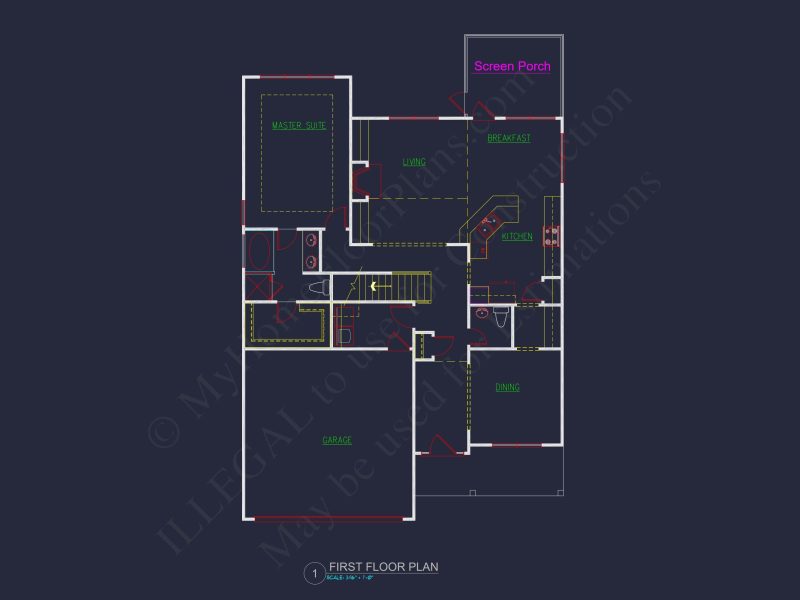 Craftsman house Plan: Floor Plan Blueprint CAD Designs