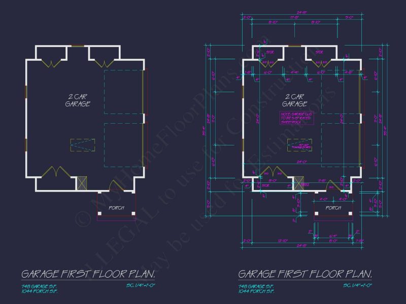 Craftsman house Plan: Garage Floor Plan with Blueprint Designs