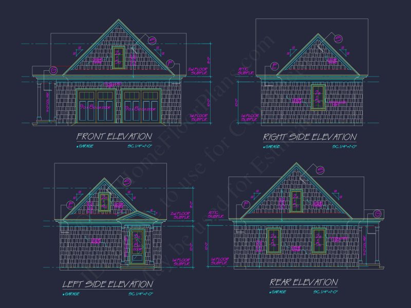 Craftsman house Plan: Garage Floor Plan with Blueprint Designs