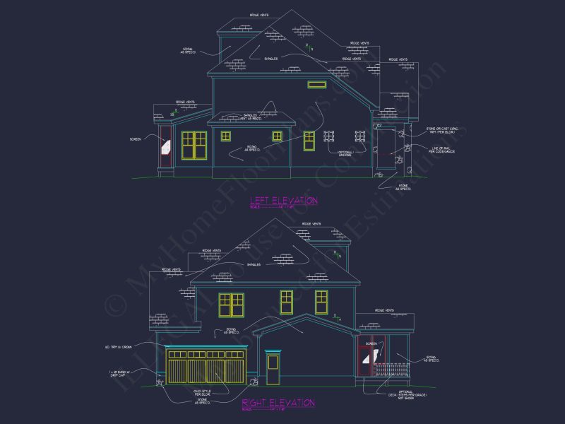 Craftsman house Plan: Stunning CAD Blueprint with 5 Beds