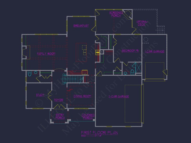 Craftsman house Plan: Stunning CAD Blueprint with 5 Beds