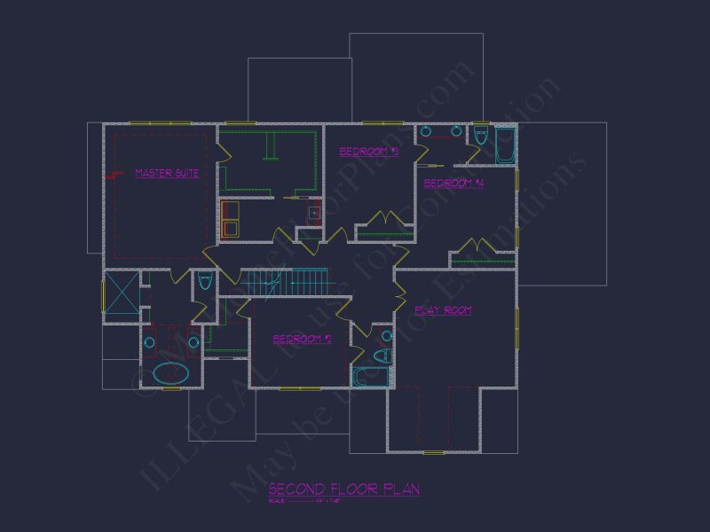 Craftsman house Plan: Stunning CAD Blueprint with 5 Beds