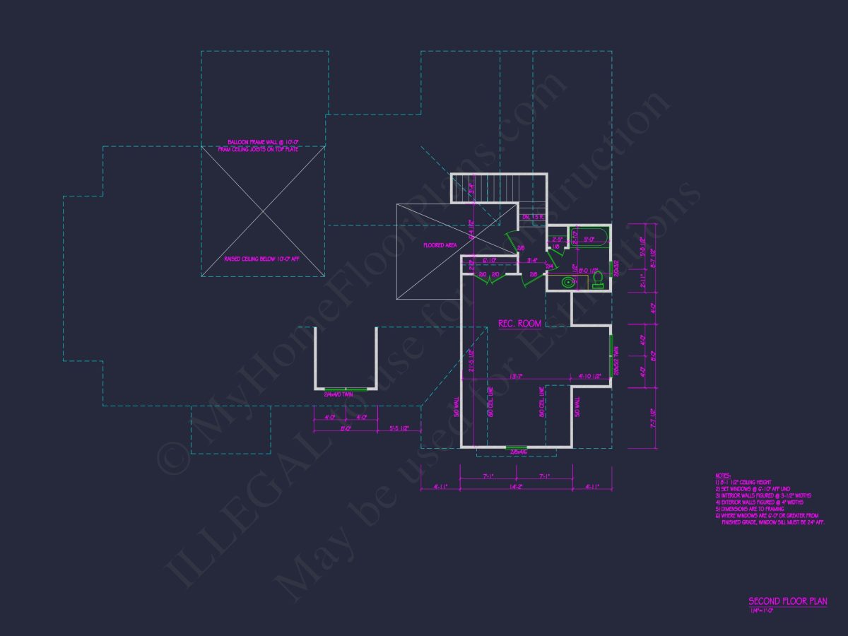Craftsman house Plan With 1.5 Floors, CAD & Blueprint Designs