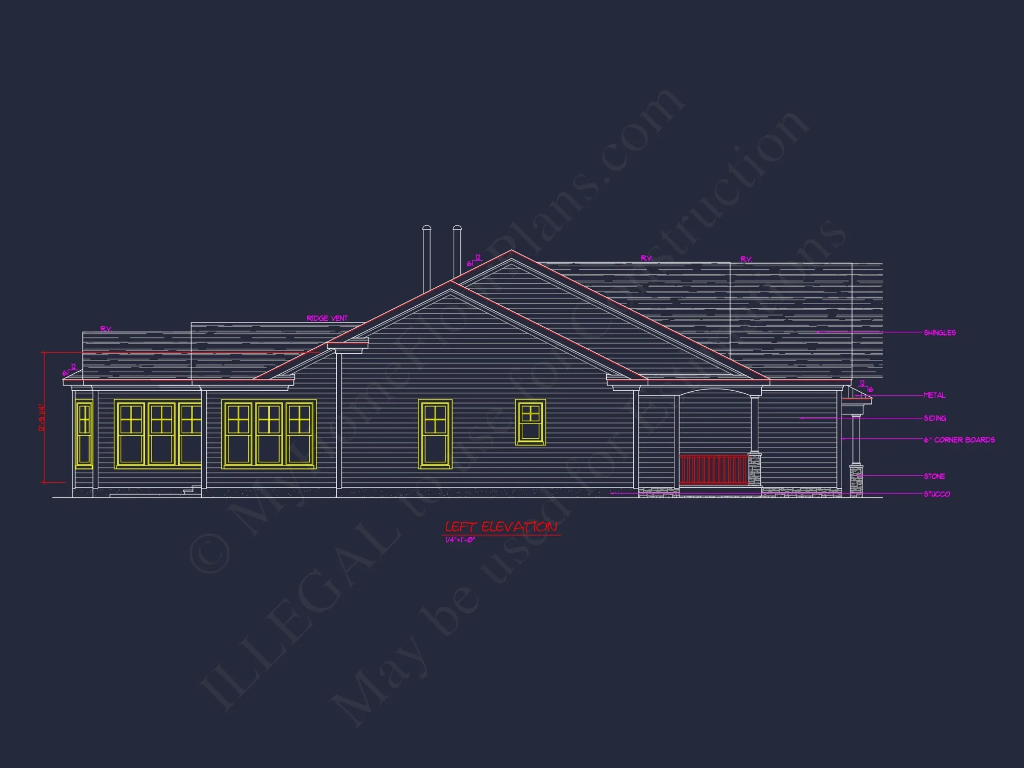 Craftsman house Plan with 1.5 Floors