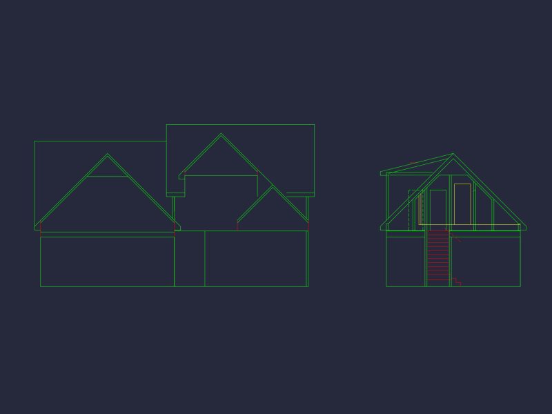 Craftsman house Plan with 1.5 Floors and CAD Blueprint Designs