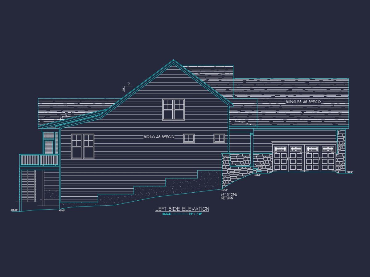 Craftsman house Plan with 1.5 Floors and CAD Blueprint Designs