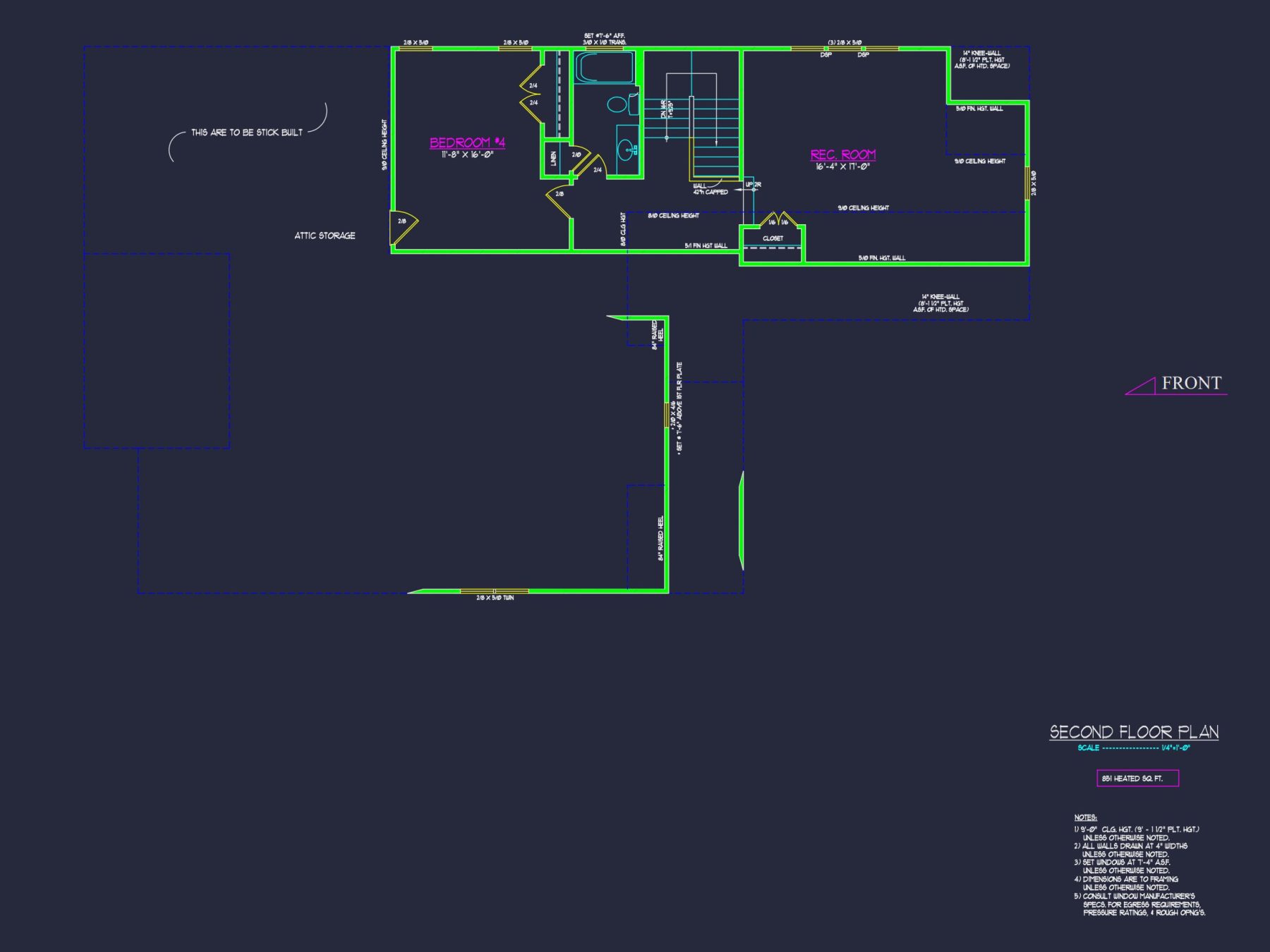 Craftsman house Plan with 1.5 Floors and CAD Blueprint Designs