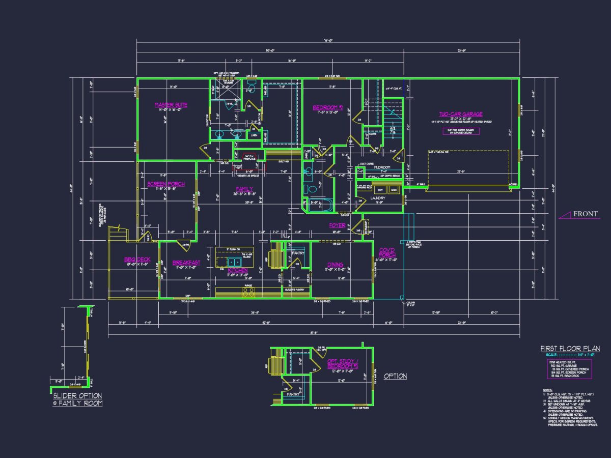 Craftsman house Plan with 1.5 Floors and CAD Blueprint Designs