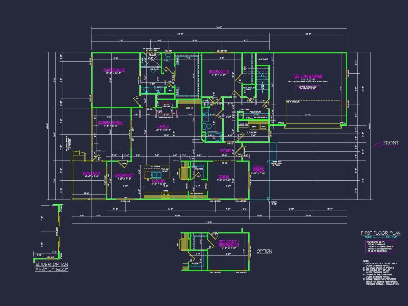 Craftsman house Plan with 1.5 Floors and CAD Blueprint Designs