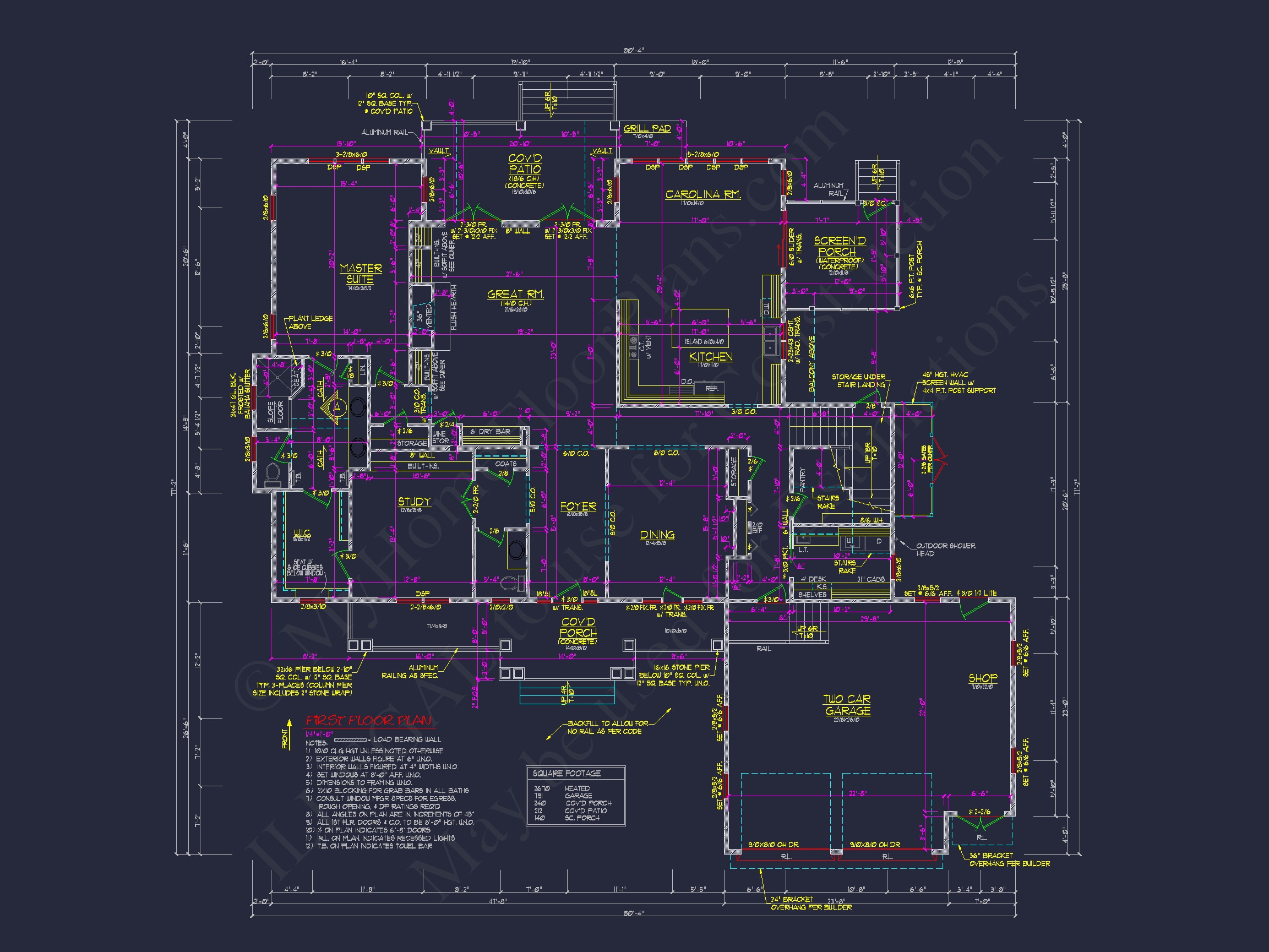 Craftsman Home Plan with 2 Floors and Spacious Designs