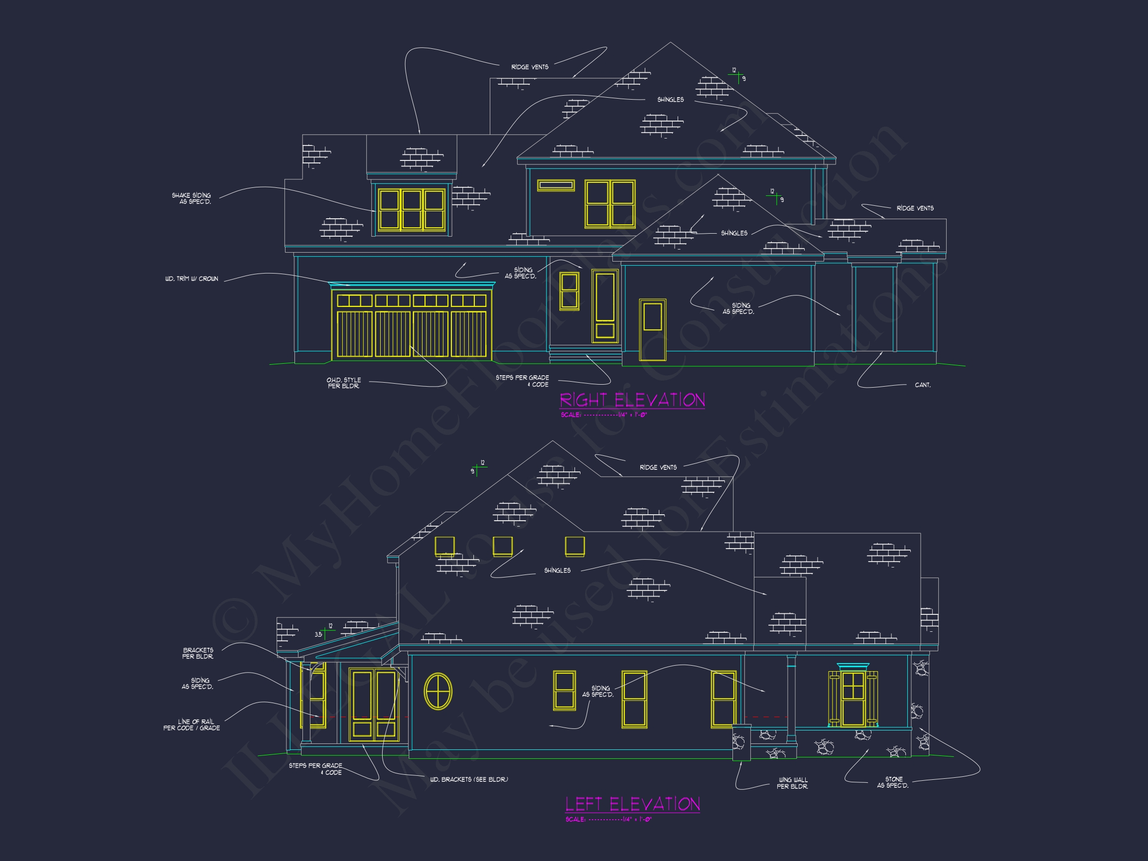 Craftsman Home Plan with 2 Floors,4 Beds & CAD Blueprints