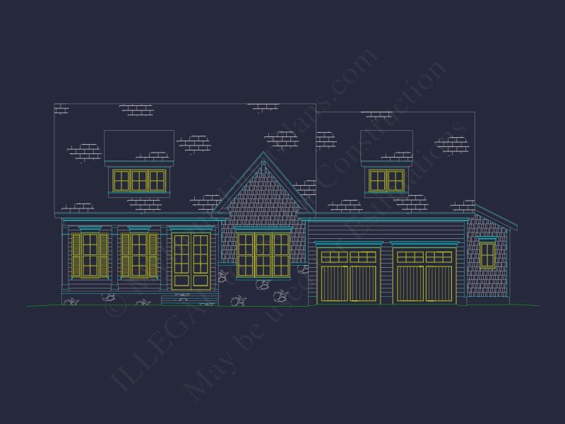 Craftsman house Plan with 2 Floors, CAD Blueprint & Design