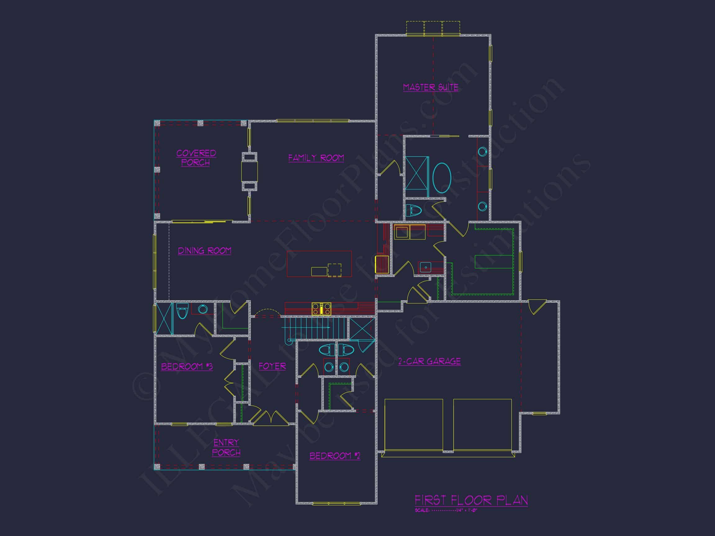 Craftsman house Plan with 2 Floors,CAD Blueprint & Design