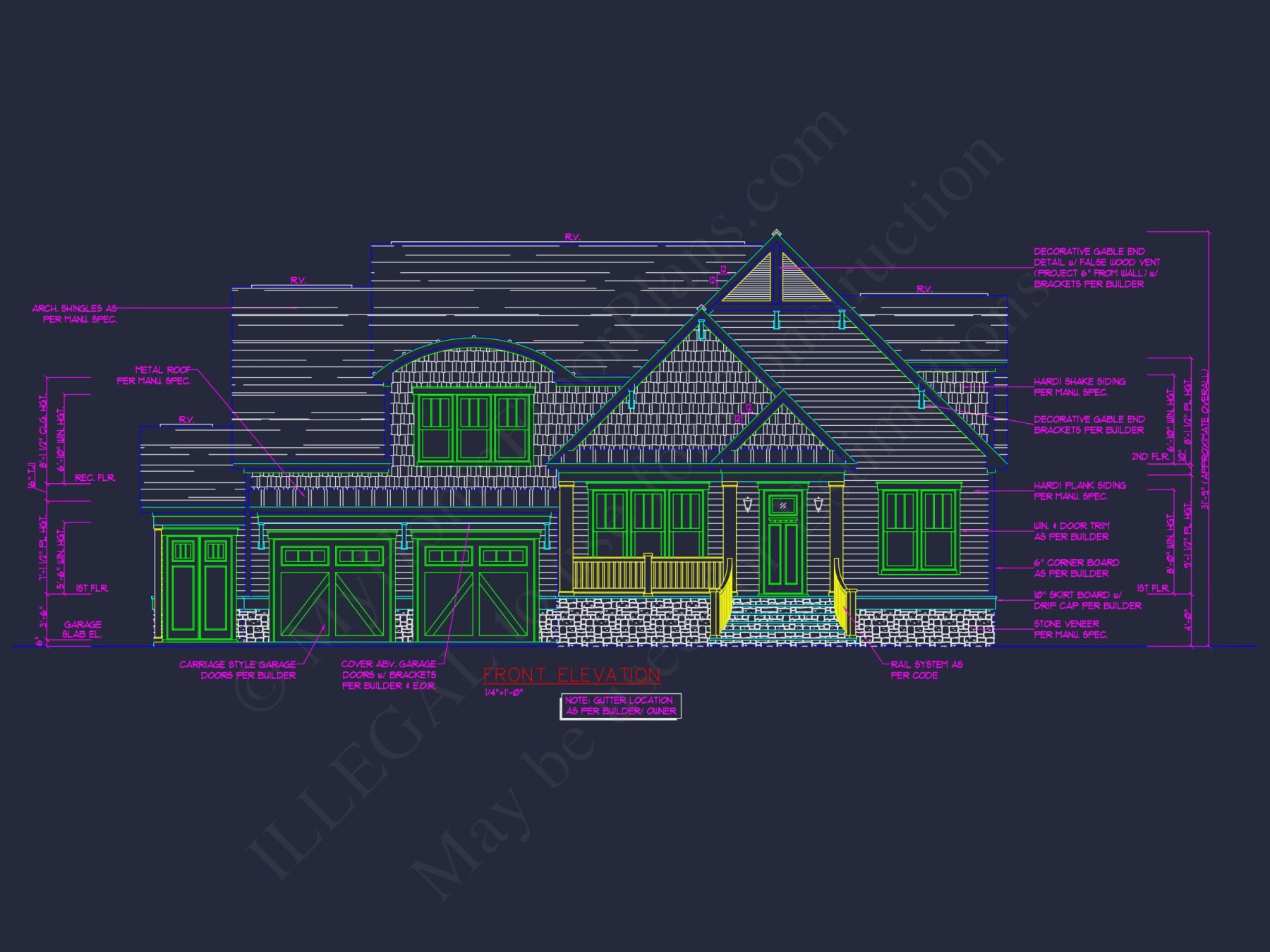Craftsman house Plan with 2 Floors, CAD Blueprints, and Modern Features