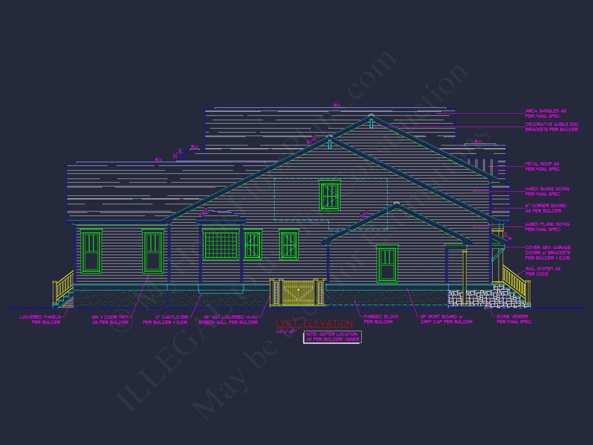 Craftsman house Plan with 2 Floors, CAD Blueprints, and Modern Features