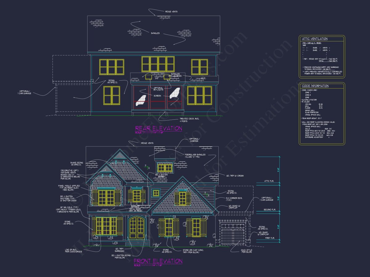 Craftsman house Plan with 2 Floors, Garage, and Bonus Room