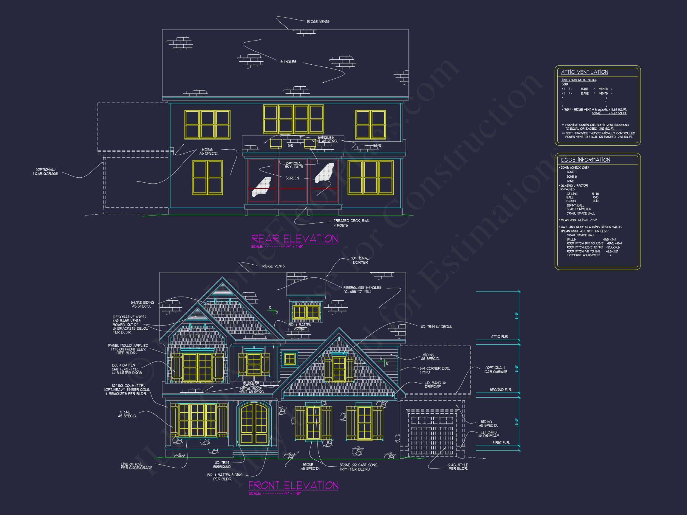 Craftsman house Plan with 2 Floors,Garage,and Bonus Room