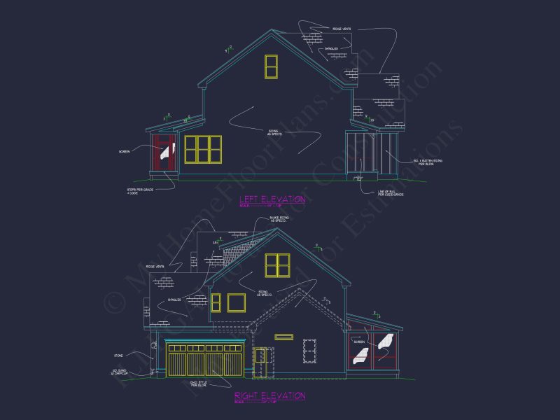 Craftsman house Plan with 2 Floors, Garage, and Bonus Room