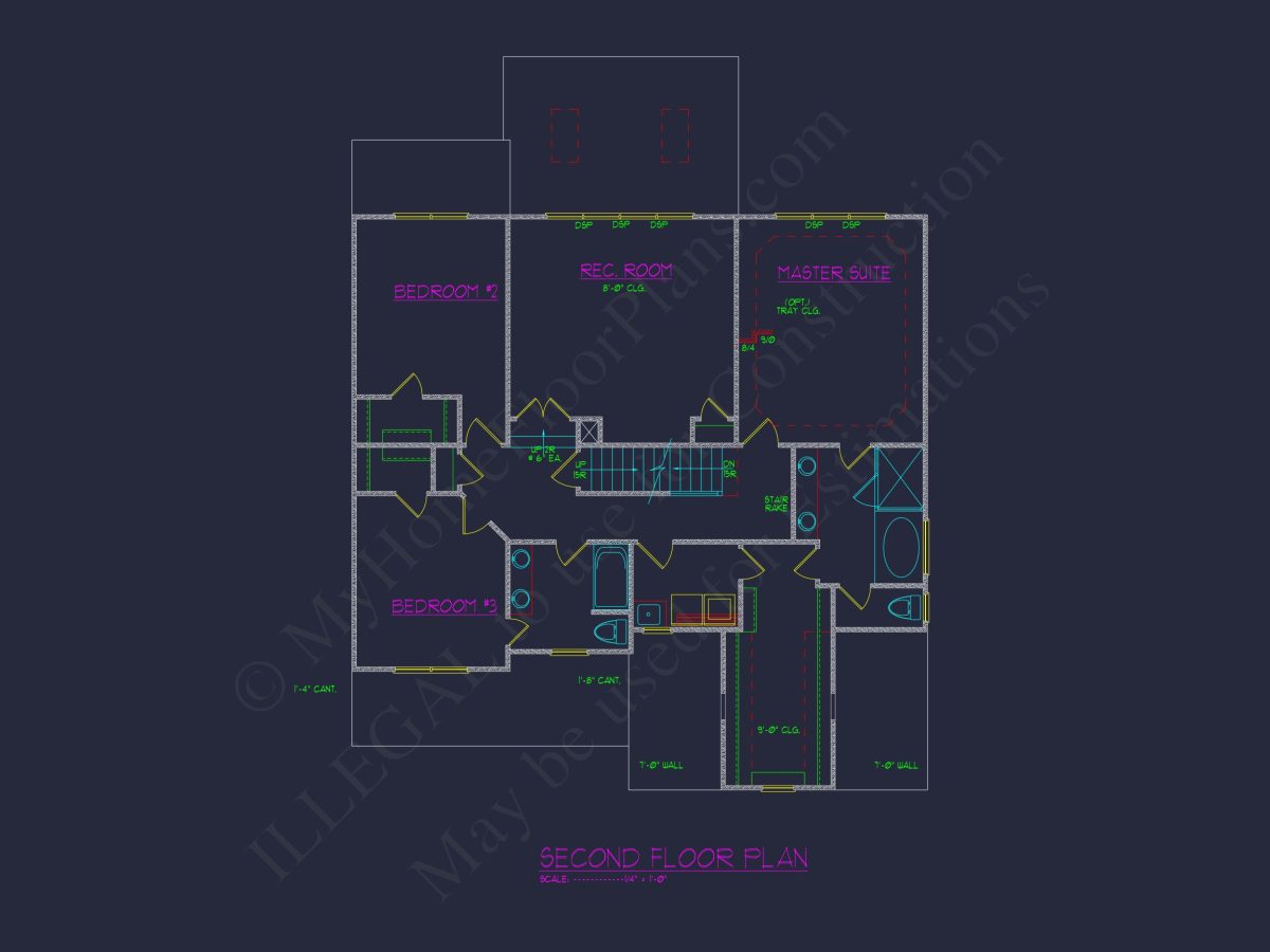 Craftsman house Plan with 2 Floors, Garage, and Bonus Room